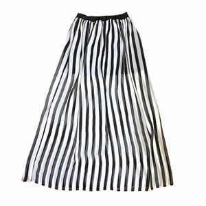 H And M Divided Stripes Long Skirt Black White Sz2